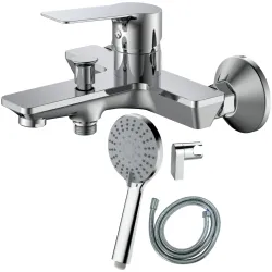 Jaucējkrāns vannas AB BRUCE, ar dušas komplektu, hromēts