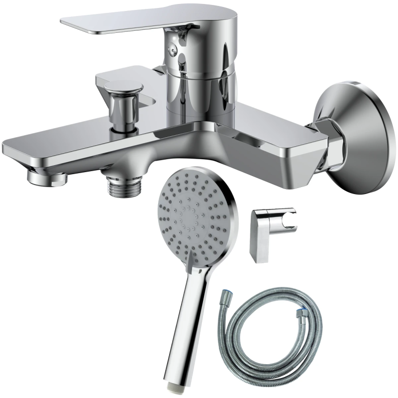 Jaucējkrāns vannas AB BRUCE, ar dušas komplektu, hromēts