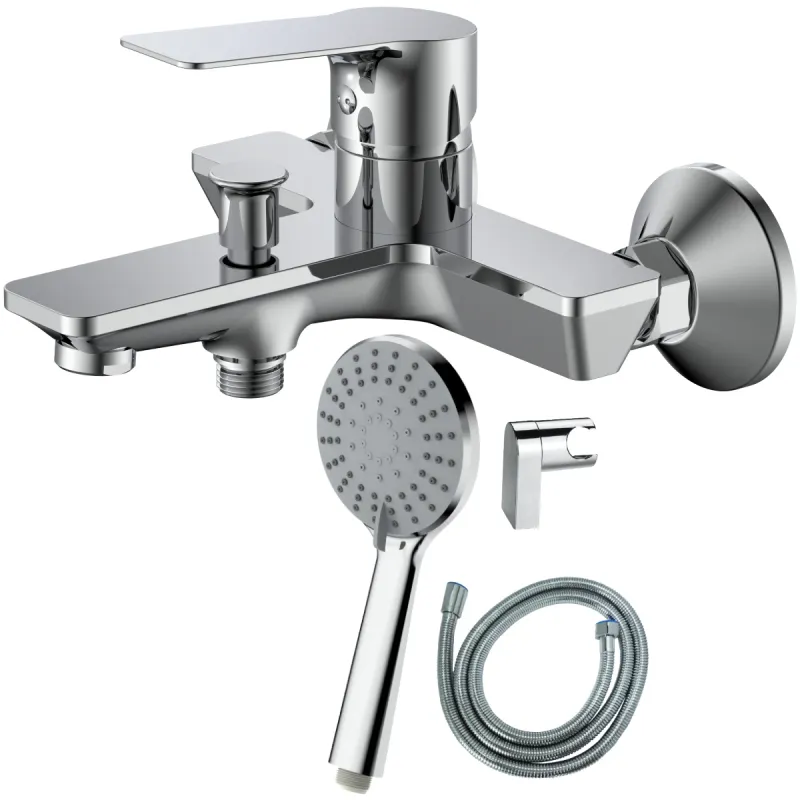 Jaucējkrāns vannas AB BRUCE, ar dušas komplektu, hromēts