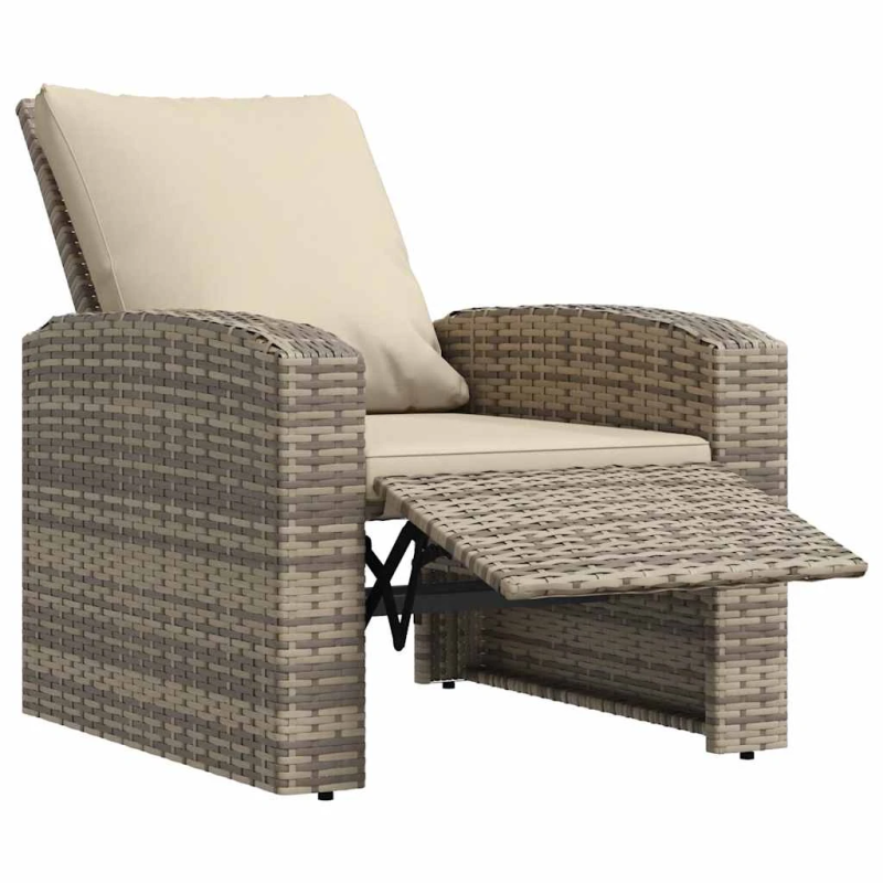 vidaXL dārza atzveltnes krēsls ar spilveniem, brūns, PE rotangpalma