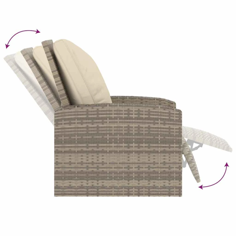 vidaXL dārza atzveltnes krēsls ar spilveniem, brūns, PE rotangpalma