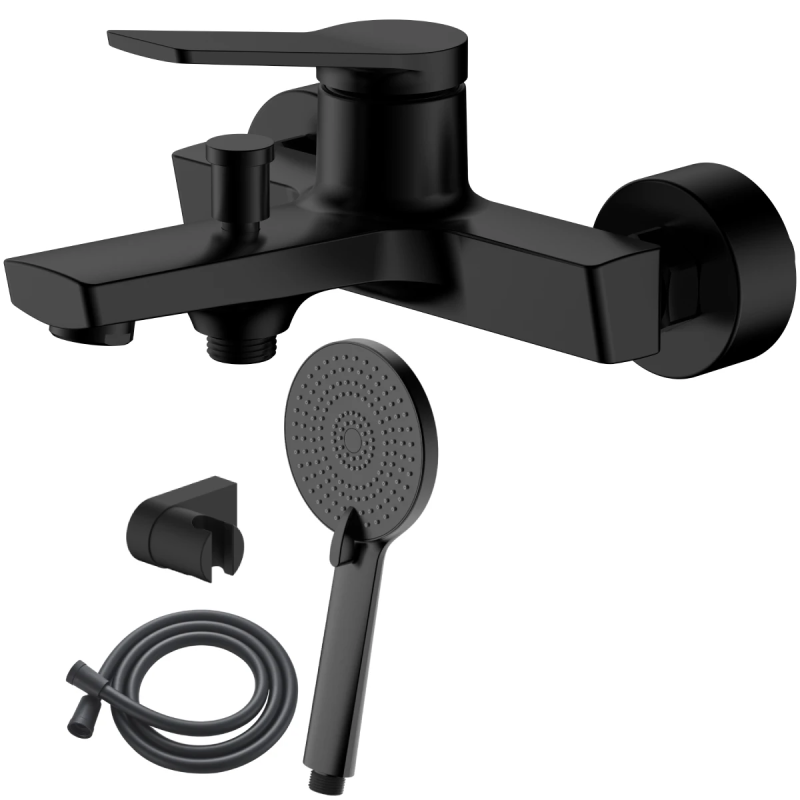 Jaucējkrāns vannas AB JOSE, ar dušas komplektu, melns