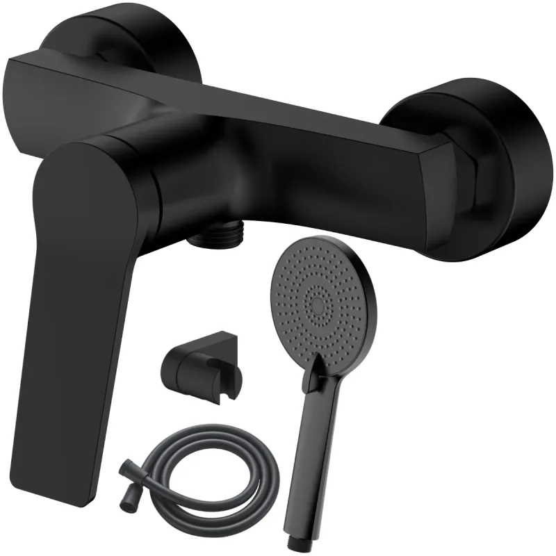 Jaucējkrāns dušas AB JOSE, ar dušas komplektu, melns