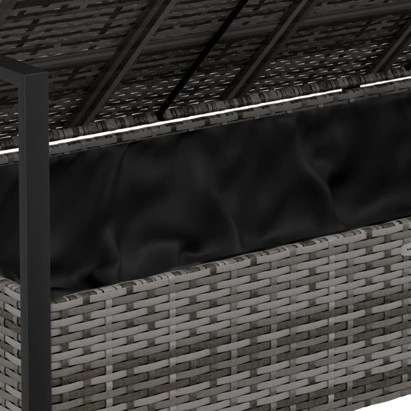 vidaXL divvietīgs dārza sols ar matračiem, pelēka PE rotangpalma