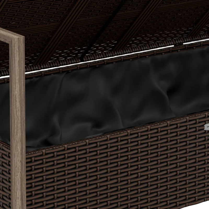 vidaXL divvietīgs dārza sols ar matračiem, brūna PE rotangpalma