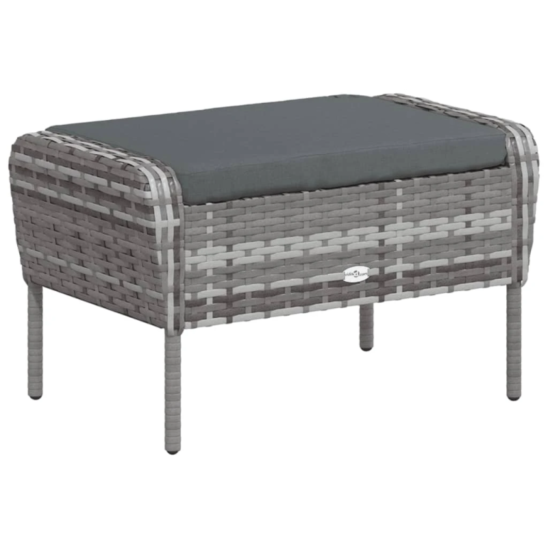 vidaXL dārza krēsls ar soliņu, pelēka PE rotangpalma