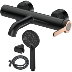 Jaucējkrāns vannas AB AMBER, ar dušas kompl., melns-zelts