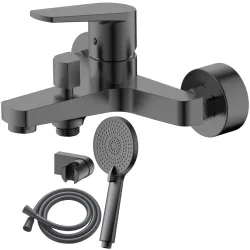 Jaucējkrāns vannas AB BAZEL, ar dušas kompl., pelēks