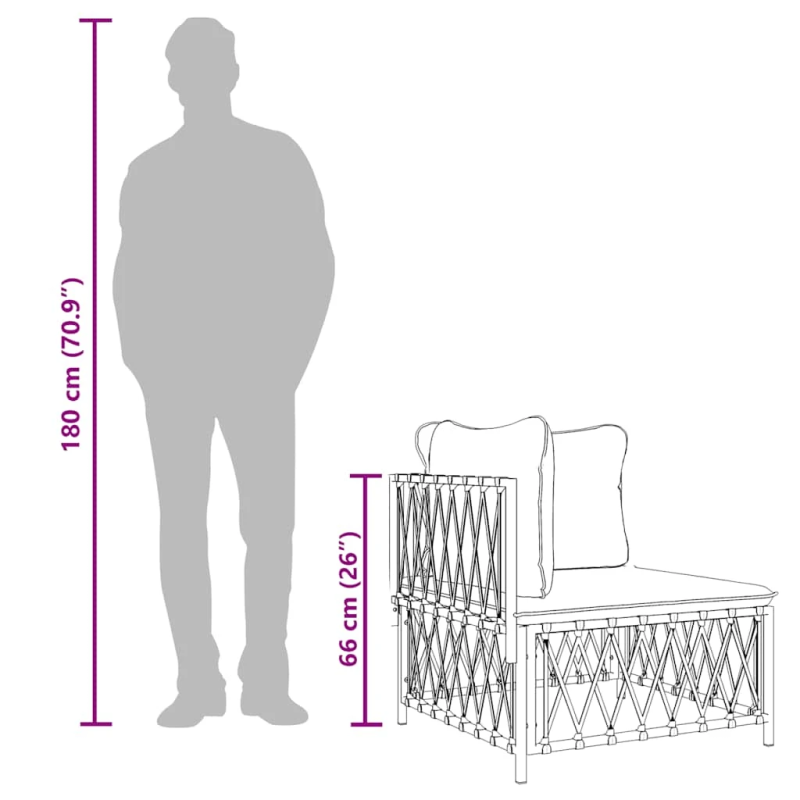 vidaXL dārza stūra dīvāns ar matračiem, austs audums, balts