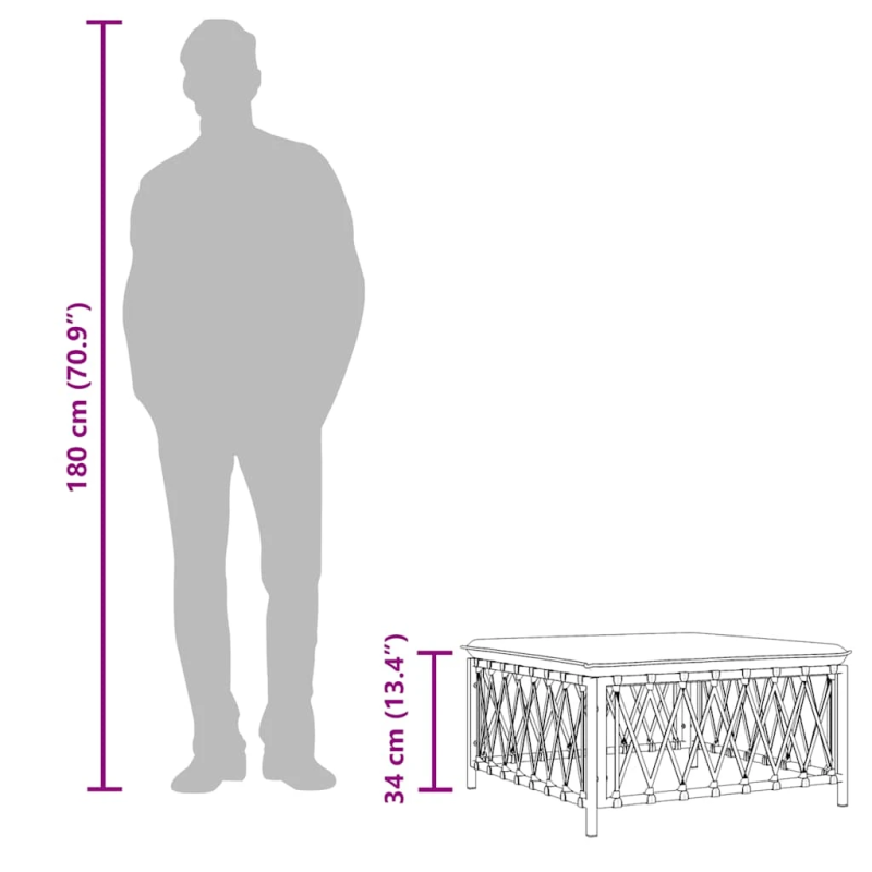 vidaXL dārza kājsoliņš ar matraci, austs audums, pelēks