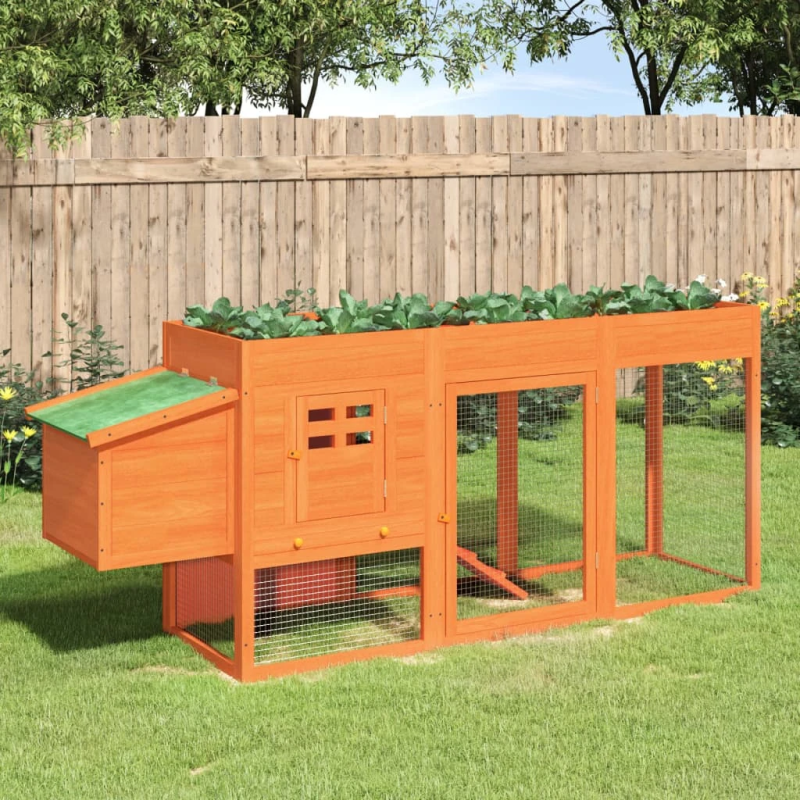 vidaXL vistu būris, brūns, 204x50x84 cm, priedes masīvkoks