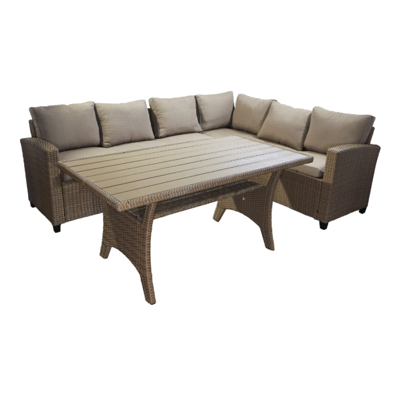 Dārza komplekts, galds ar stūra dīvānu