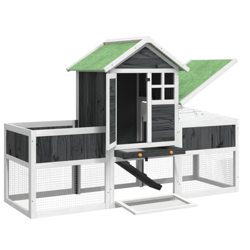 vidaXL trušu būris, 170x63x113 cm, priedes masīvkoks, pelēks