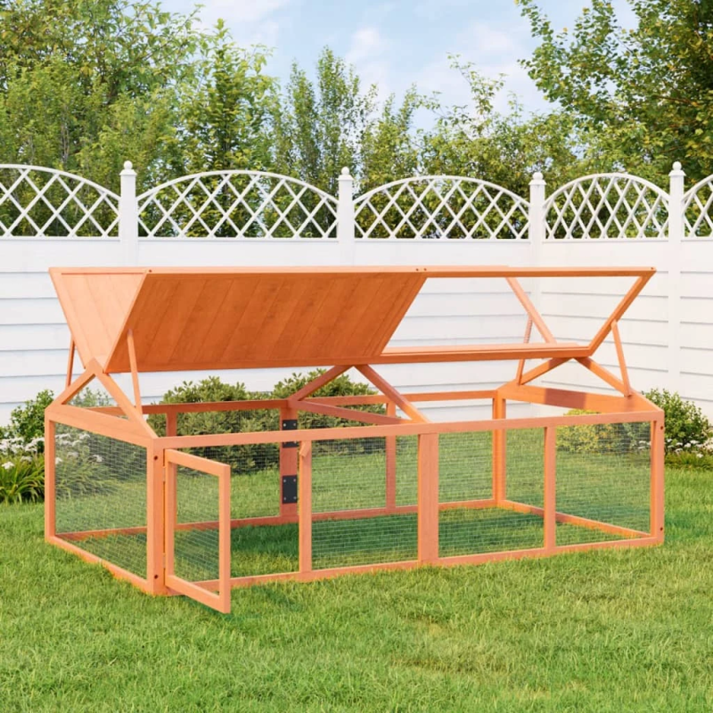 vidaXL mazu dzīvnieku būris, 200x112,5x74 cm, priedes masīvkoks