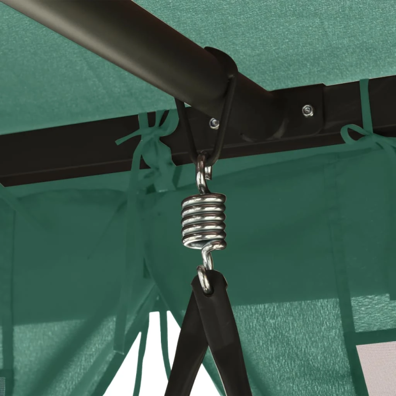 vidaXL dārza lapene ar šūpolēm, zaļš audums un tērauds