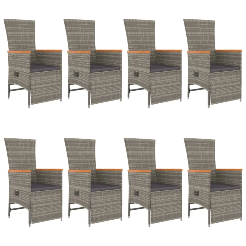 vidaXL 9-daļīgs dārza mēbeļu komplekts ar matračiem, PE rotangpalma