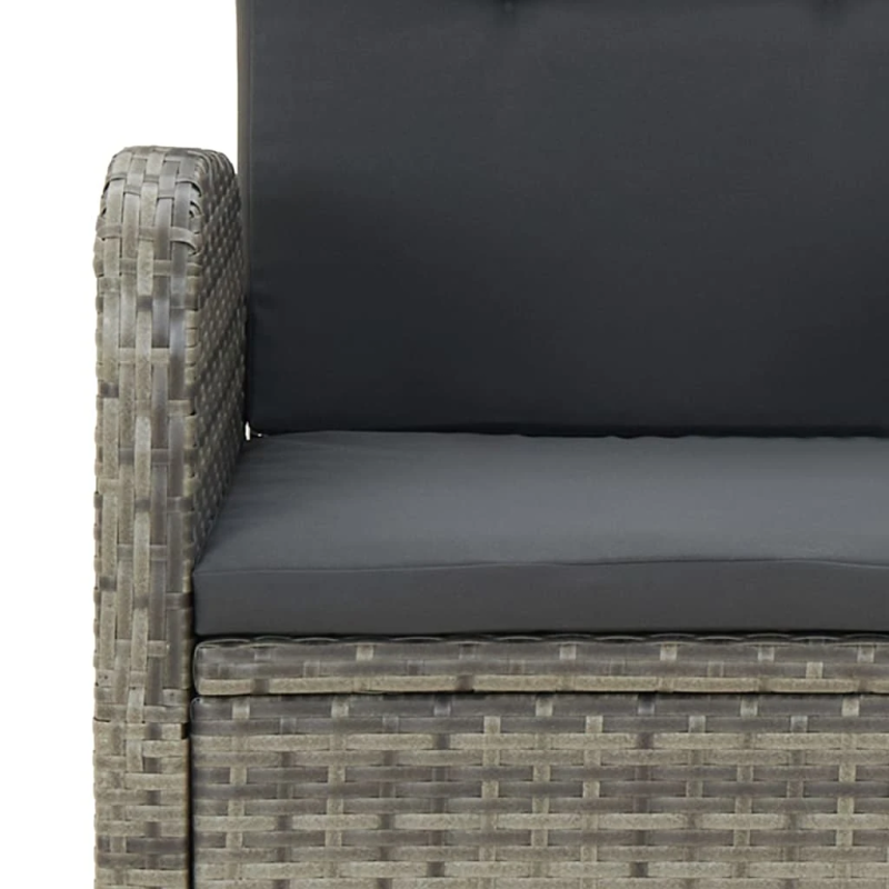 vidaXL 3-daļīgs virtuves mēbeles ar spilveniem, pelēka PE rotangpalma