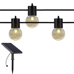 Dekor. lampu virtene solārā, G4x12, 0.5W, ar taimeri, 8.5m gara