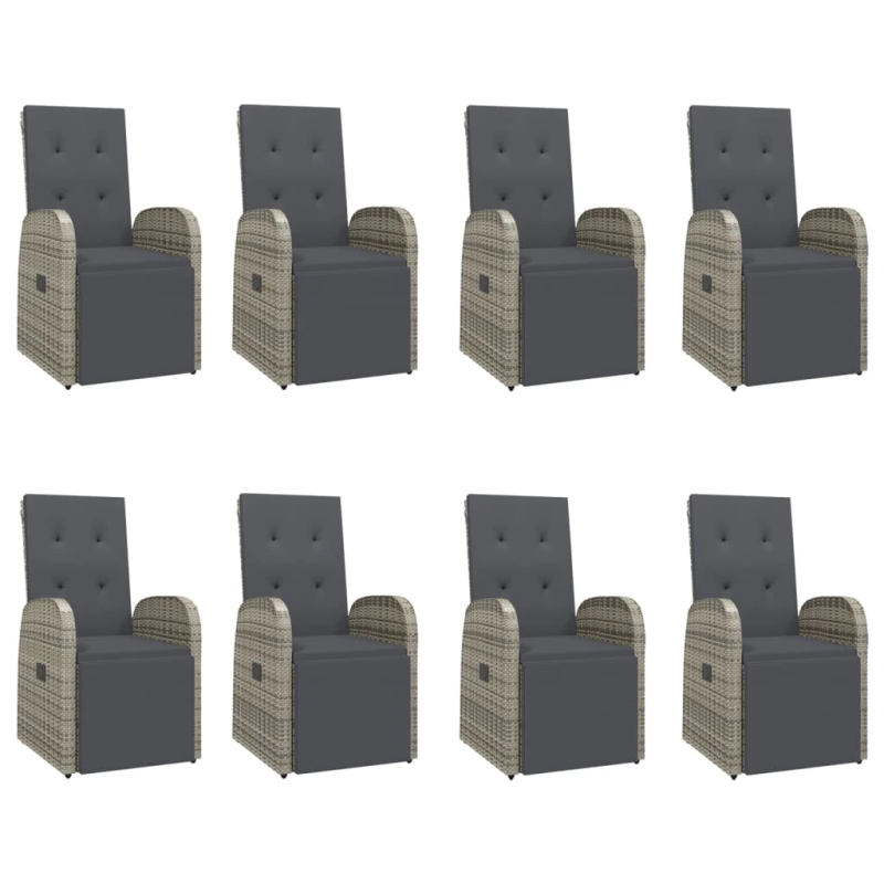 vidaXL 9-daļīgs dārza mēbeļu komplekts ar matračiem, PE rotangpalma