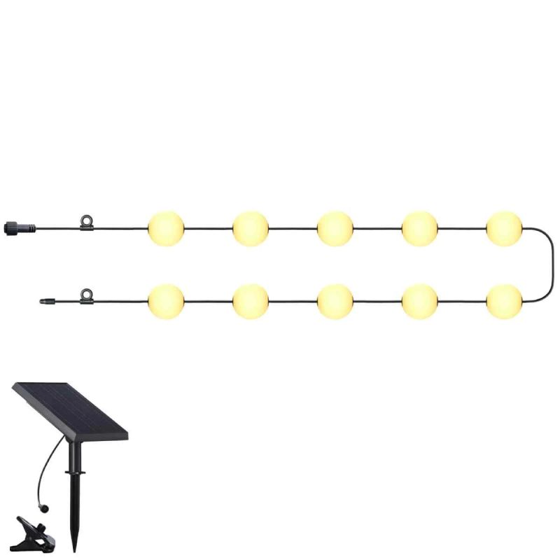 Dekor. lampu virtene solārā, 1Wx10, ar taimeri, 7.74m gara