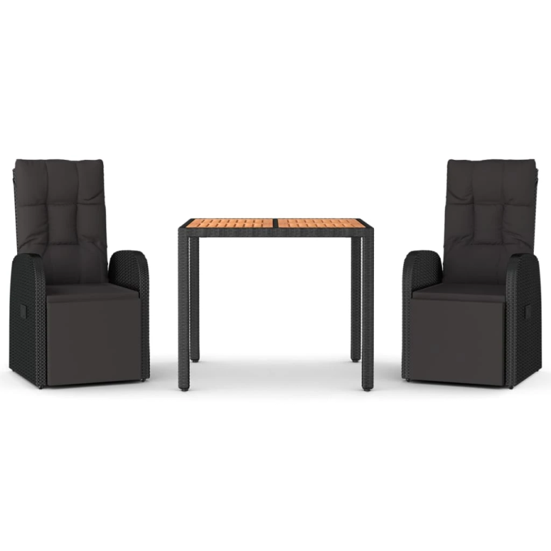 vidaXL 3-daļīgs dārza mēbeļu komplekts, PE rotangpalma, akācijas koks