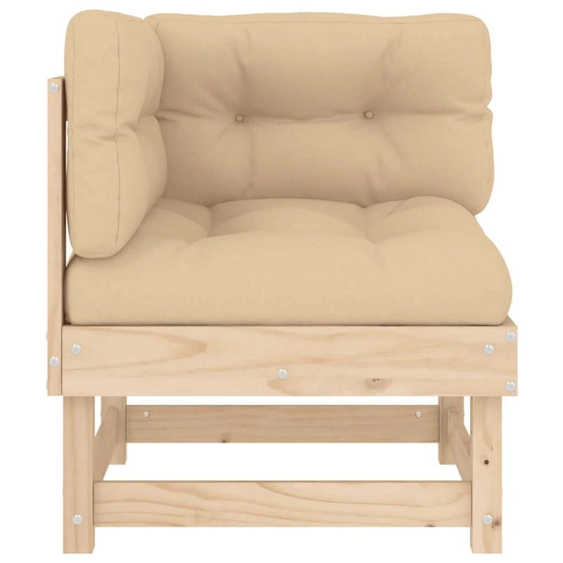 vidaXL stūra dīvāns ar matračiem, priedes masīvkoks