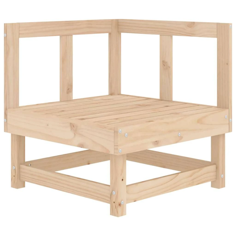 vidaXL stūra dīvāns ar matračiem, priedes masīvkoks