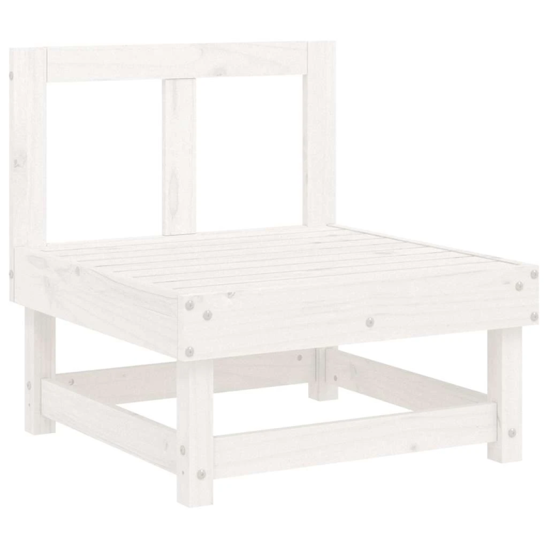 vidaXL vidējais dīvāns ar matračiem, balts priedes masīvkoks