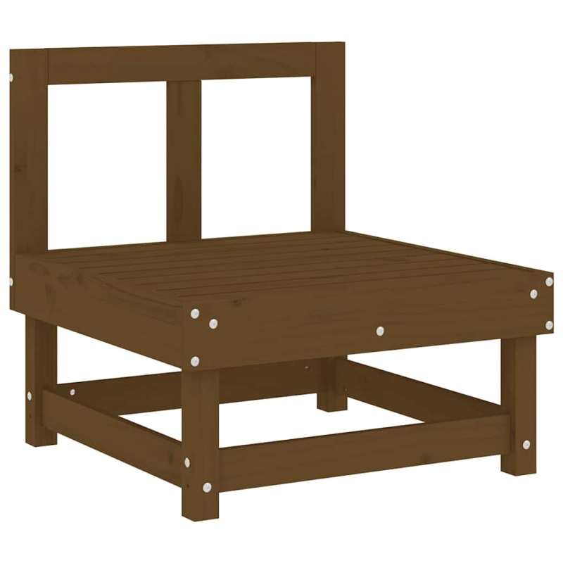 vidaXL vidējais dīvāns ar matračiem, brūns priedes masīvkoks