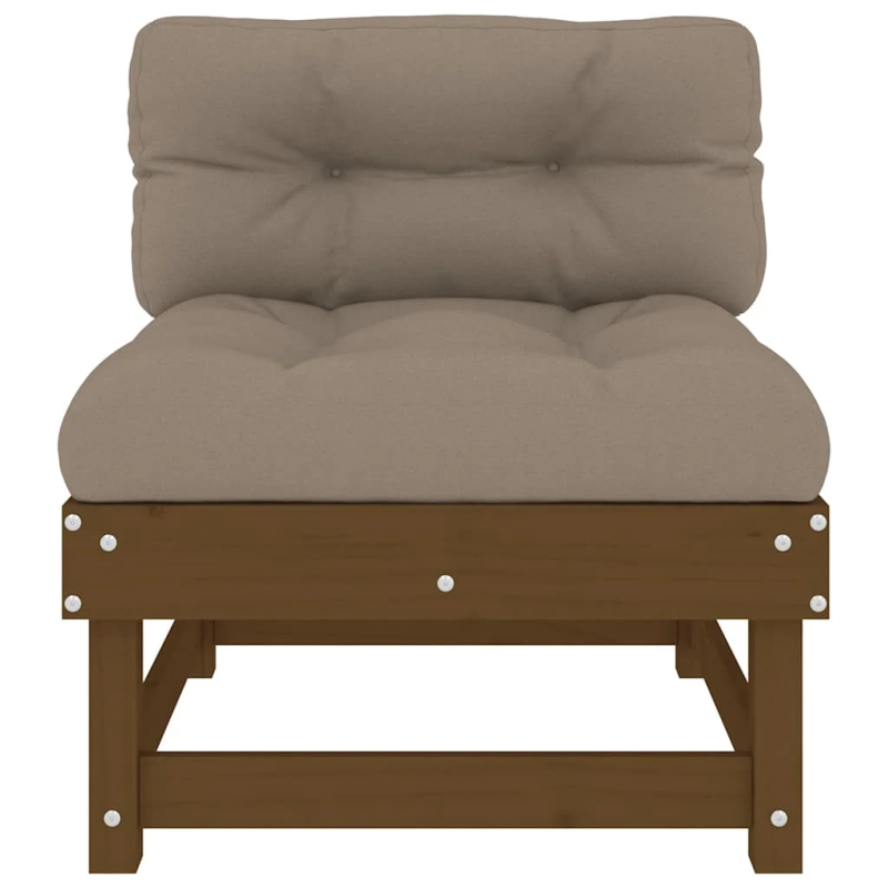 vidaXL vidējais dīvāns ar matračiem, brūns priedes masīvkoks