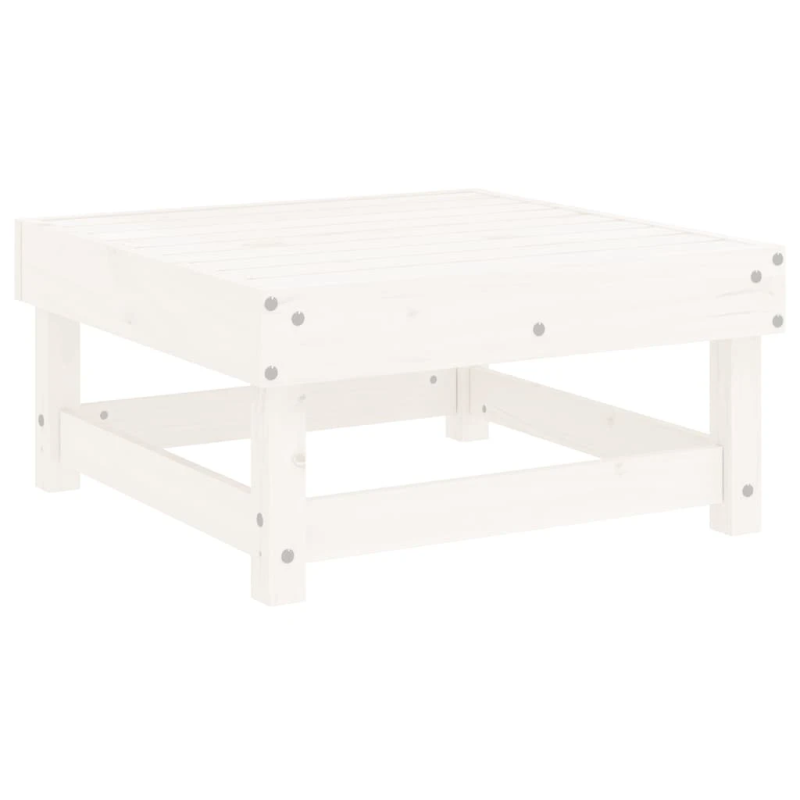 vidaXL dārza soliņš ar matraci, balts priedes masīvkoks