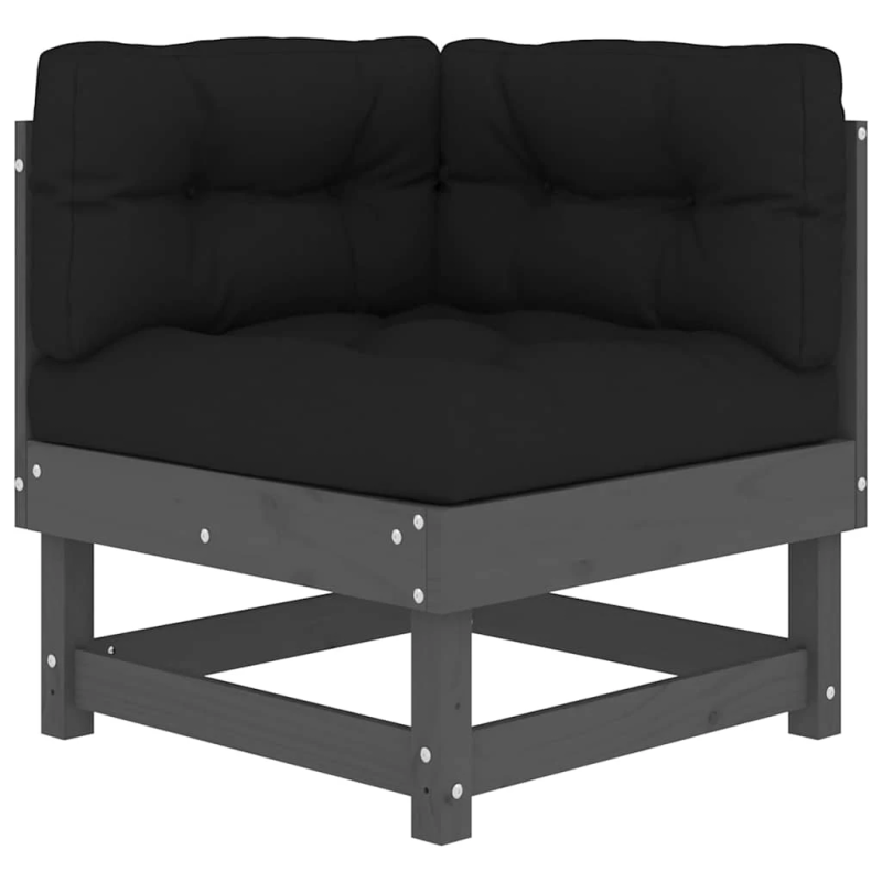 vidaXL stūra dīvāni ar matračiem, 2 gab., pelēks priedes masīvkoks