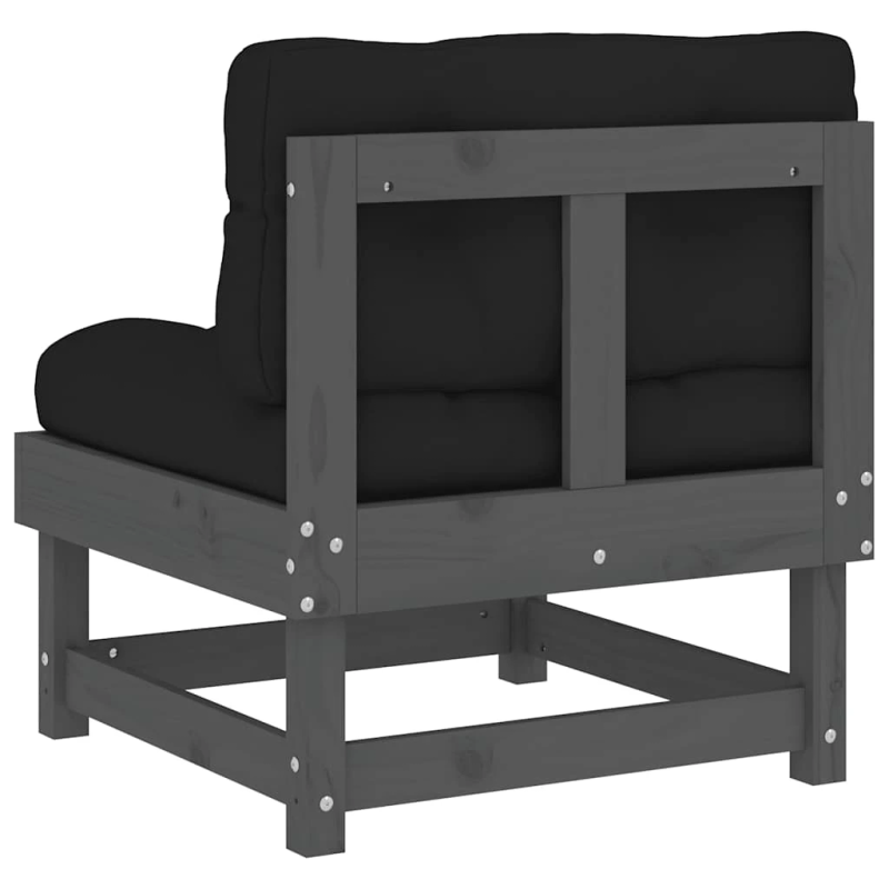 vidaXL vidējie dīvāni ar matračiem, 2 gab., pelēks priedes masīvkoks