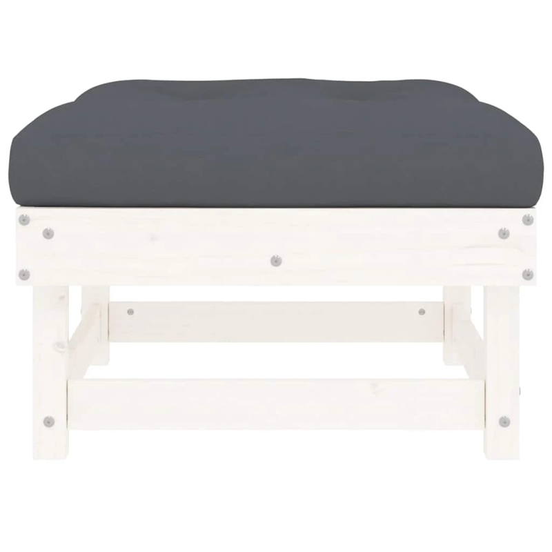 vidaXL dārza soliņi ar matračiem, 2 gab., balts priedes masīvkoks