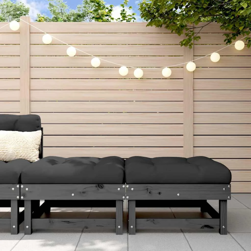 vidaXL dārza soliņi ar matračiem, 2 gab., pelēks priedes masīvkoks