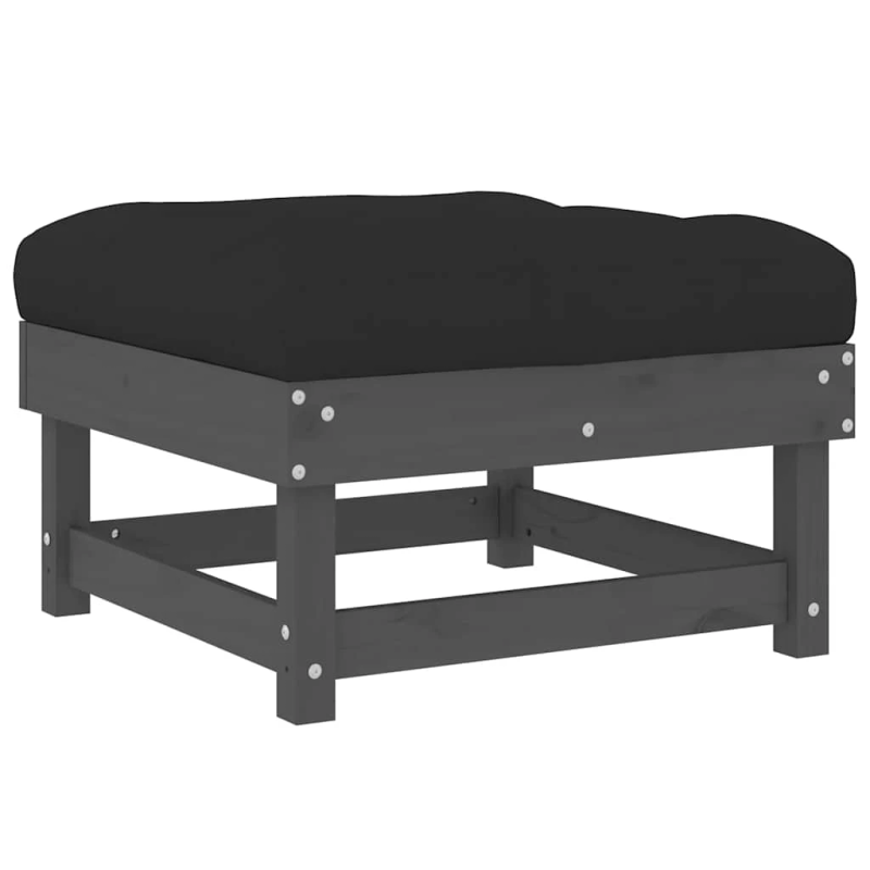 vidaXL dārza soliņi ar matračiem, 2 gab., pelēks priedes masīvkoks