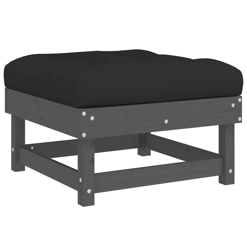 vidaXL dārza soliņi ar matračiem, 2 gab., pelēks priedes masīvkoks