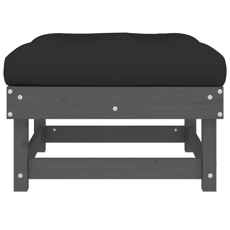 vidaXL dārza soliņi ar matračiem, 2 gab., pelēks priedes masīvkoks