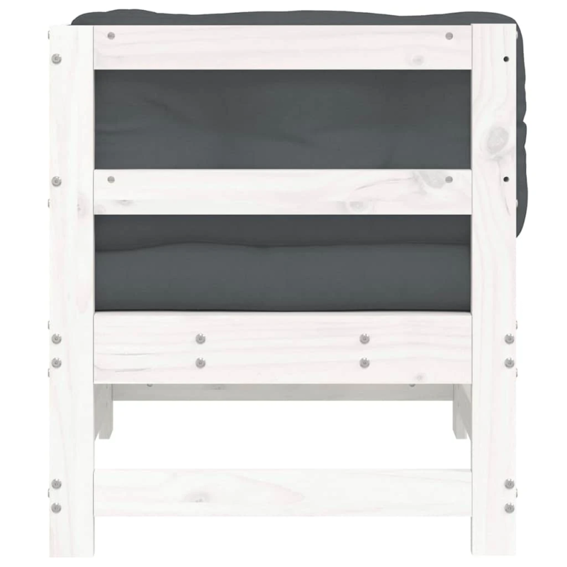 vidaXL stūra dīvāns ar matračiem, balts priedes masīvkoks