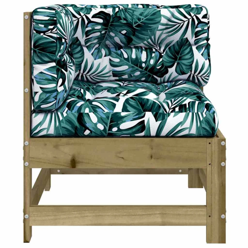 vidaXL stūra dīvāns ar matračiem, impregnēts priedes koks