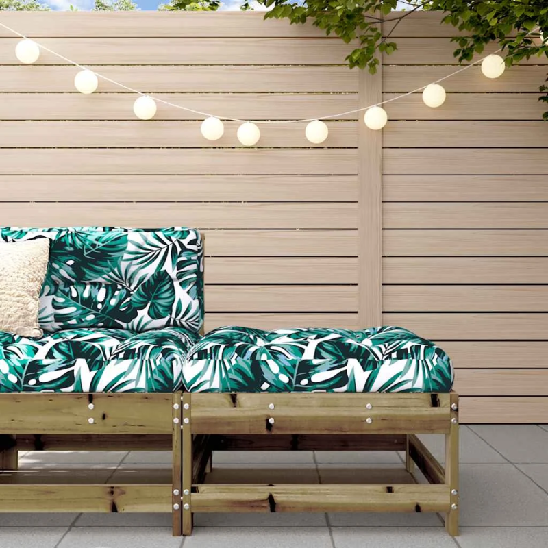 vidaXL dārza soliņš ar matraci, impregnēts priedes masīvkoks