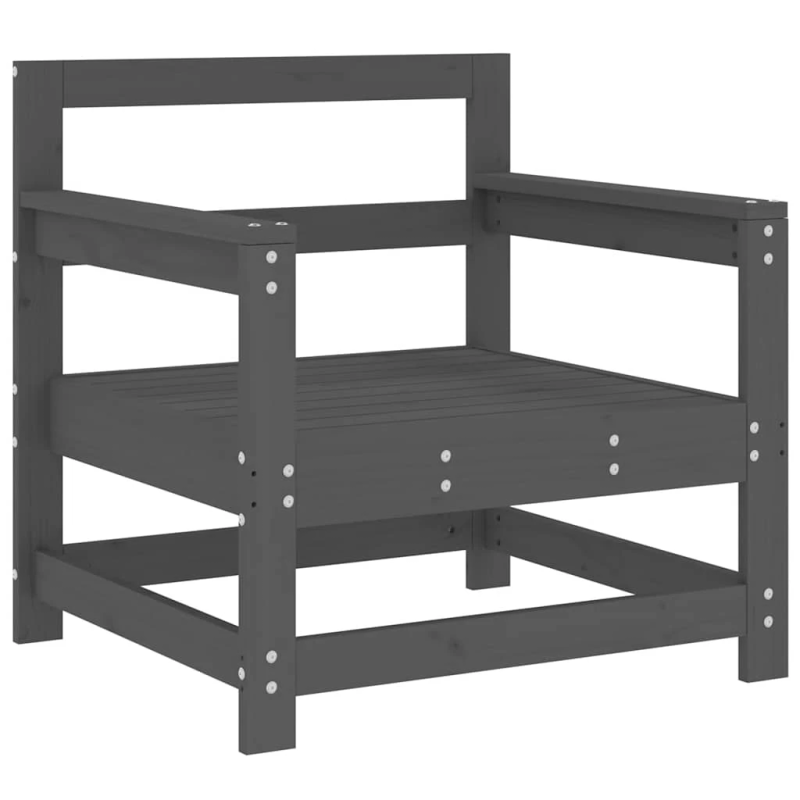 vidaXL dārza krēsli ar matračiem, 2 gab., pelēks priedes masīvkoks