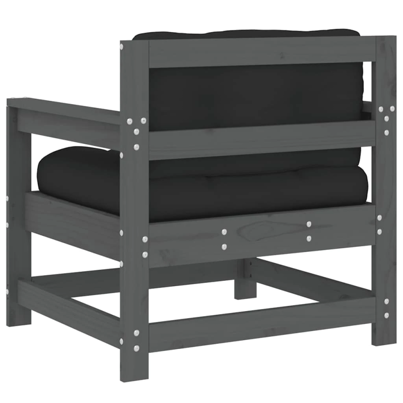 vidaXL dārza krēsli ar matračiem, 2 gab., pelēks priedes masīvkoks