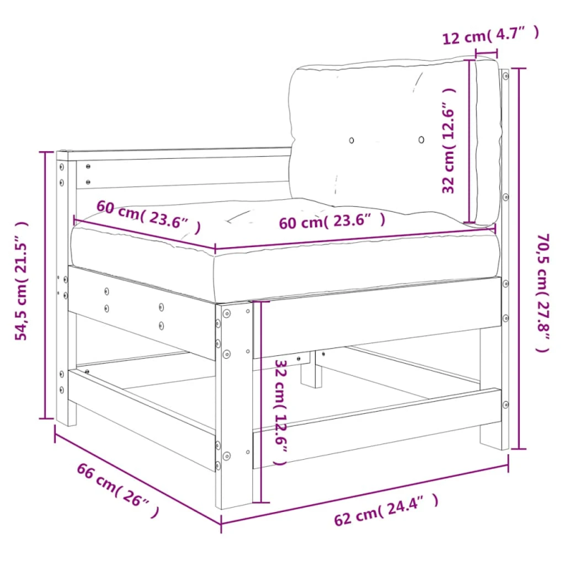 vidaXL dārza krēsls ar matračiem, balts priedes masīvkoks