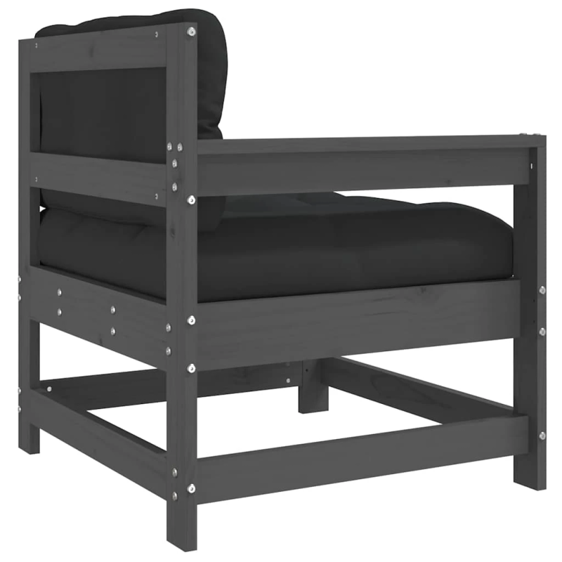 vidaXL dārza krēsls ar matračiem, pelēks priedes masīvkoks