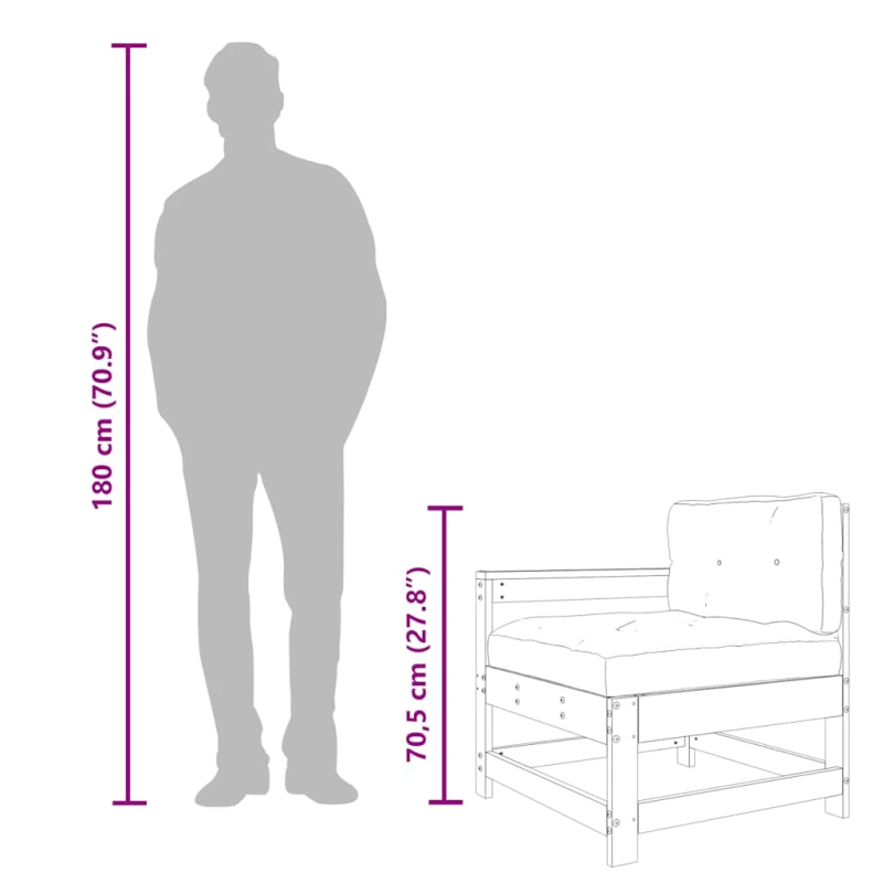 vidaXL dārza krēsls ar matračiem, impregnēts priedes koks