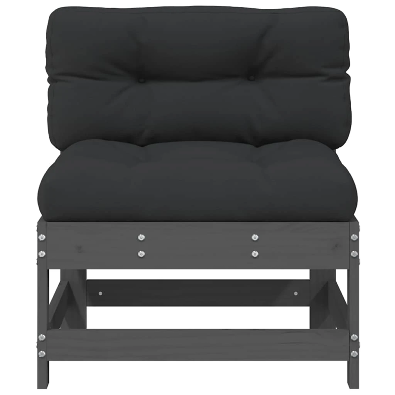 vidaXL vidējie dīvāni ar matračiem, 2 gab., pelēks priedes masīvkoks