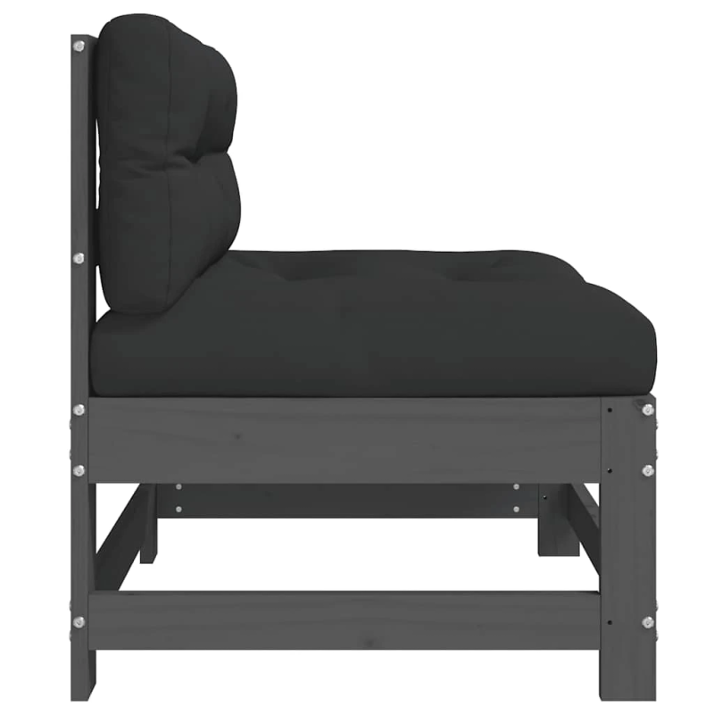 vidaXL vidējie dīvāni ar matračiem, 2 gab., pelēks priedes masīvkoks