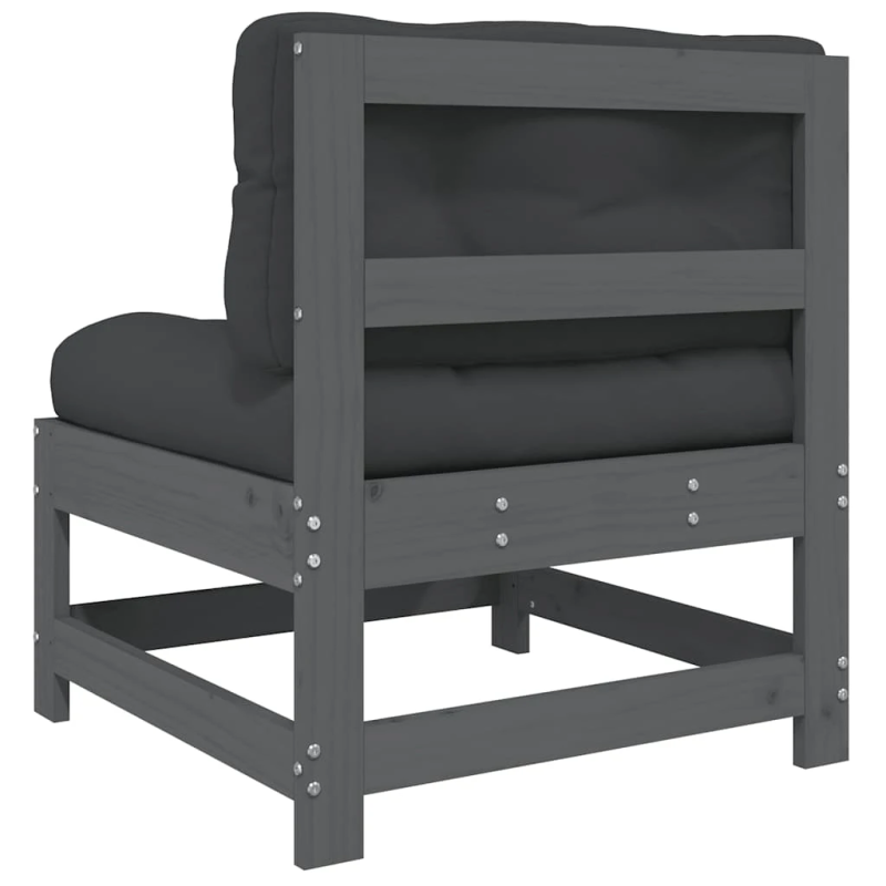 vidaXL vidējie dīvāni ar matračiem, 2 gab., pelēks priedes masīvkoks