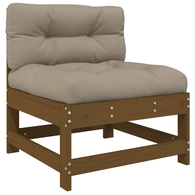 vidaXL vidējie dīvāni ar matračiem, 2 gab., medus brūns koks